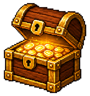 Large open treasure chest